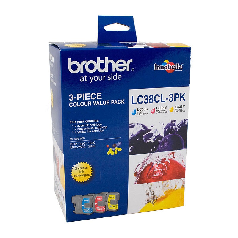 Genuine Brother LC38CL3PK Colour Ink Cartridge Value Pack